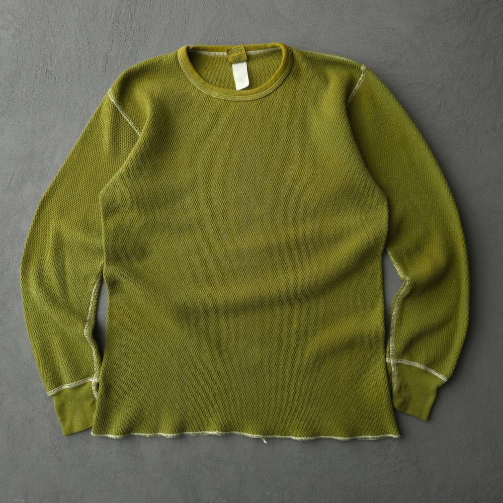 Vintage 90s St John's Bay Green Thermal T-shirt XL Made in USA Waffle Knit - Picture 8 of 8